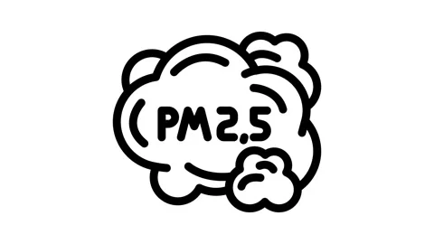 Smog cloud labeled air pollution line icon animation Stock Footage 326748296