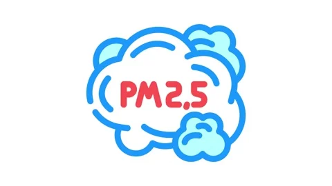 Smog cloud labeled air pollution color icon animation Stock Footage 327256594
