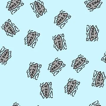Smog cloud labeled air pollution vector seamless pattern 스톡 일러스트