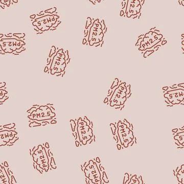 Smog cloud labeled air pollution line seamless pattern Stock Illustration