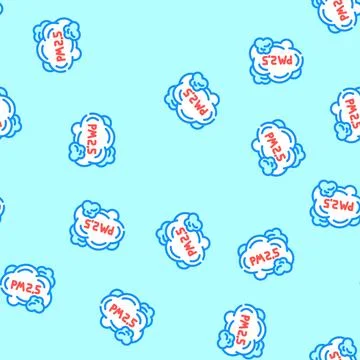 Smog cloud labeled air pollution vector seamless pattern Stock Illustration