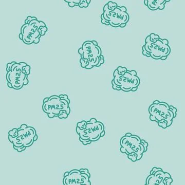 Smog cloud labeled air pollution line vector seamless pattern 스톡 일러스트