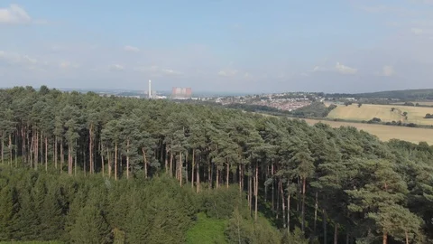 Smog Covered Coal-Fired Power Station Beautiful UK Countryside Aerial Cine D Stock Footage 112652193