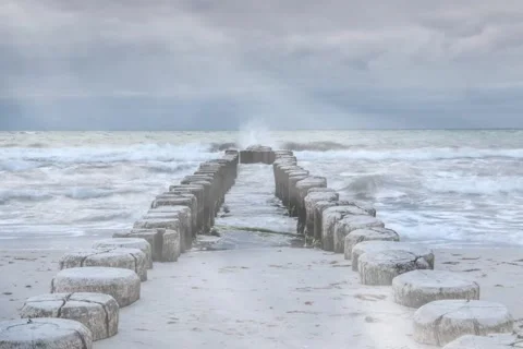 The smog floats on the seashore. Stock Footage 203072075