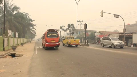 Smog limits visibility Stock Footage 244514919