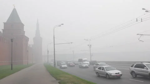 Smog in Moscow Stock Footage 85922299