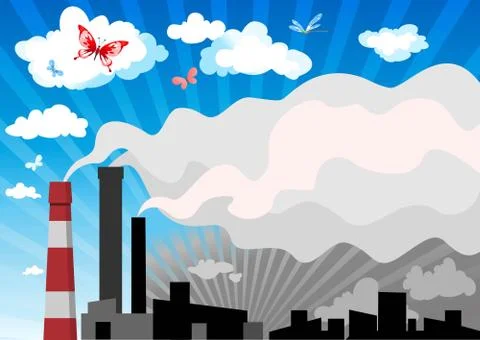 Smog over  town Stock Illustration