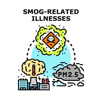 Smog pollution causing air quality health risk Stock Illustration