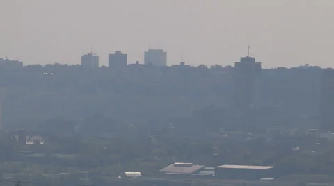 Smog pollution over city during summer heatwave Stock Footage 67311682