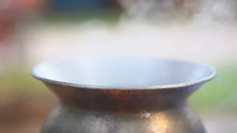 Smog steam for cooking pot  Stock Footage 92885779