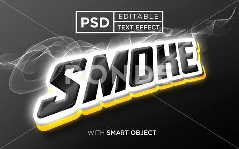 Smoke 3D Text Effect PSD Dark Metallic Black Glowing Outline Esports Font PSD Template