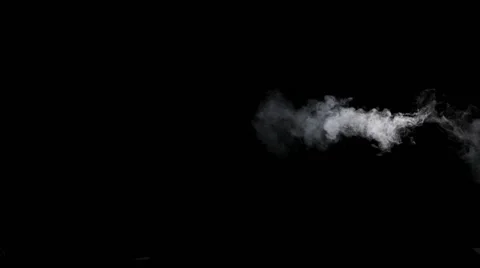 Smoke - 4K - long. Full (no side-cut) smoke cloud over a black background. Stockbeeldmateriaal 59834953