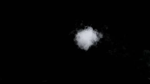 Smoke - 4K - long. Full (no side-cut) smoke cloud over a black background Stock Footage