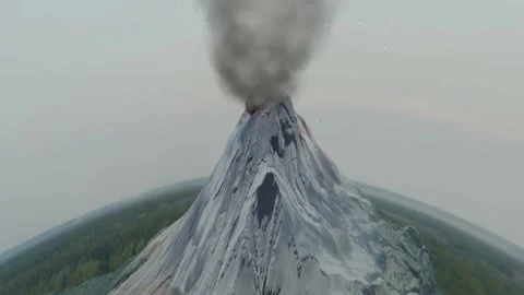 Smoke and ash column over the crater of the Popocatepetl Volcano covered by s Stock Footage 182186924