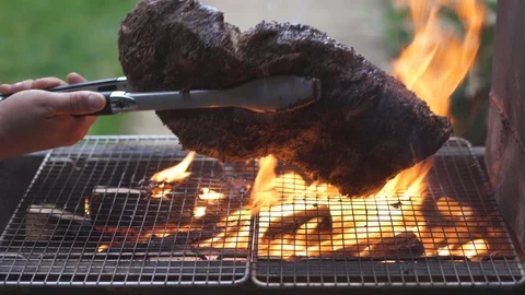 Smoke and fire Barbeque Beef Stockbeeldmateriaal 108502487