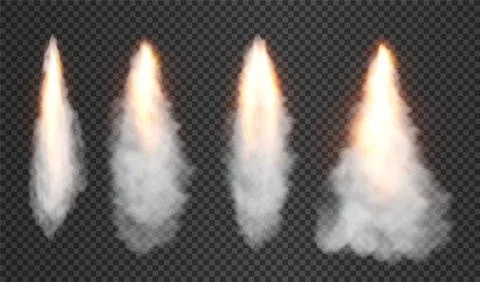 Smoke and fire from space rocket launch. isolated on transparent background.  Stock Illustration