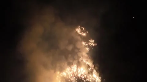 Smoke and flames from brush fire Stock Footage 332365429