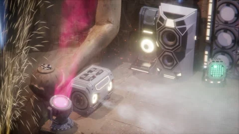 Smoke and lighting effects create a dramatic stage close-up Stock Footage 294900925