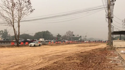  Smoke and Pollution Haze on Ring road Video stock 126310953