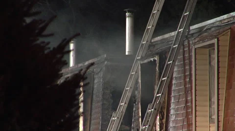 Smoke from apartment fire. Stock Footage 45499527