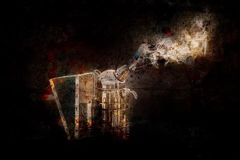 Smoke beekeeper for processing bees by smoke. Old photo effect. Fotos de archivo