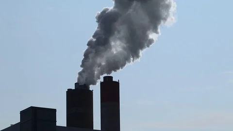 Smoke billowing from a pulp and paper factory, Finland Stock Footage 112505483