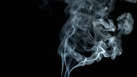 Smoke On Black Background Jet Rises Up. Smoke Dissipates. Stock Footage 138259811