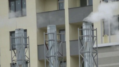 Smoke from the boiler pipe Stock Footage 88030883
