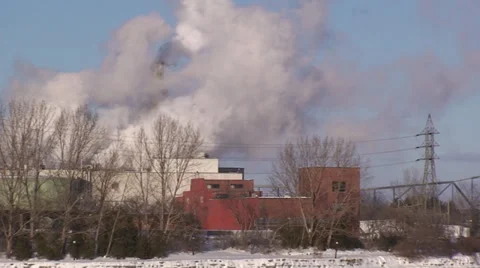 Smoke from buildings with smoke stack. Stock-Footage 34495271