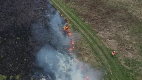 Smoke from burning fields, 360 Stock Footage 170774992