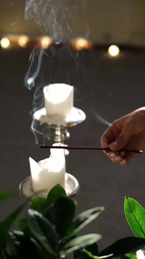 Smoke from burning incense stick. Stock Footage 294246432