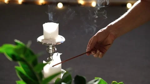 Smoke from burning incense stick. Stock Footage 294339519
