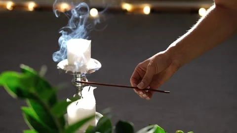 Smoke from burning incense stick. Stock Footage 294730080