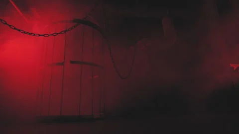 Smoke, chains in red light. Bdsm background Stock Footage 148441540