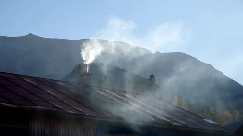 Smoke from the chimney Stock Footage 32145395