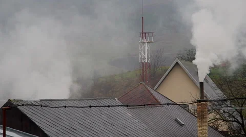 "Smoke from the chimney " Stock Footage 32890533