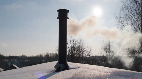 Smoke from the chimney. Slow motion. Stock Footage 150078740
