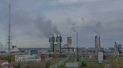 The smoke from the chimneys of the plant Stock Footage 58078745