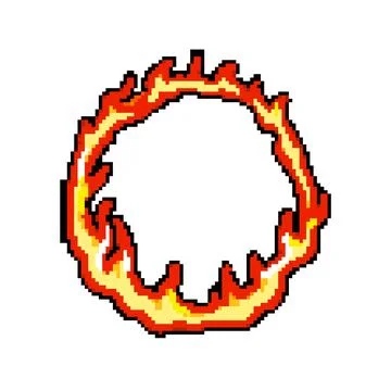 Smoke circle fire pixel art vector illustration Stock Illustration