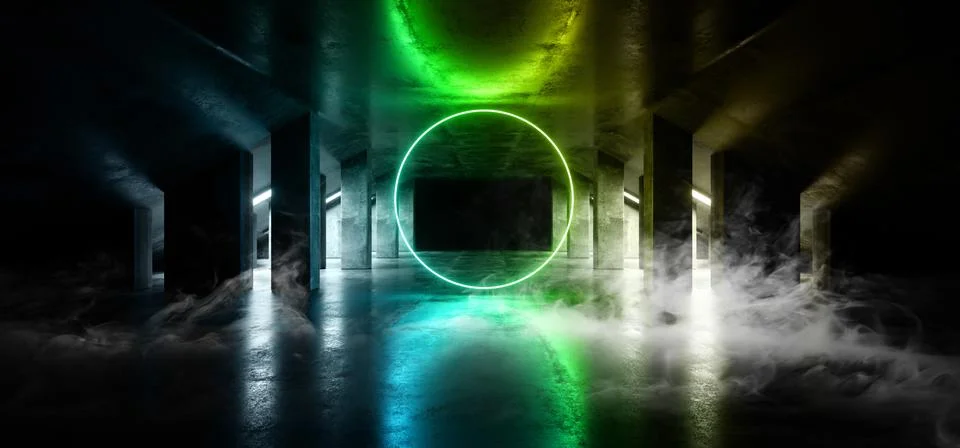 Smoke Circle Glow Sci Fi Neon Modern Futuristic VIbrant Glow Green Blue Laser 스톡 일러스트