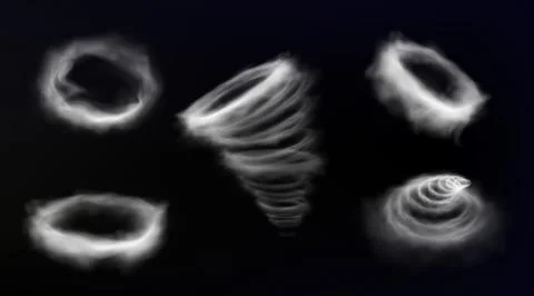 Smoke circle, wind storm vortex, smog round frame Stock Illustration