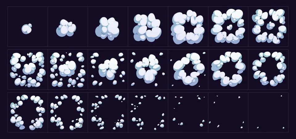Smoke cloud of bomb explosion game sprite Stock Illustration