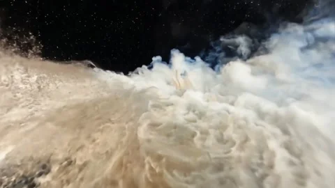 Smoke. Cloud of cold fog in blue light spot on black background Video stock 285664715
