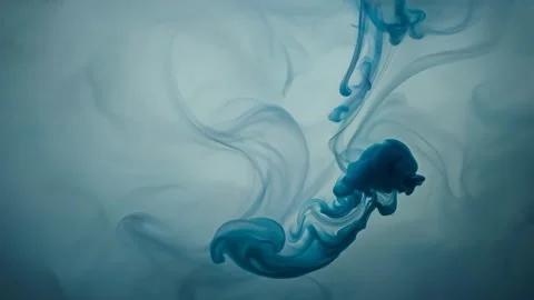Smoke. Cloud of cold fog in blue light spot on black background Video stock 302137289