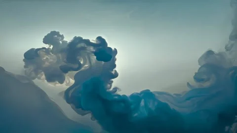 Smoke. Cloud of cold fog in blue light spot on black background Stock Footage 302139644