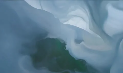 Smoke. Cloud of cold fog in blue light spot on black background Stock Footage 302285854