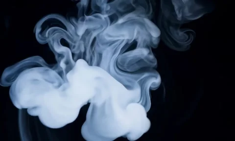 Smoke. Cloud of cold fog in blue light spot on black background Stock Footage 302285861
