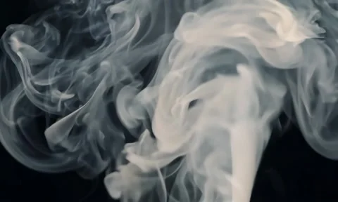 Smoke. Cloud of cold fog in blue light spot on black background Stock Footage 302286013