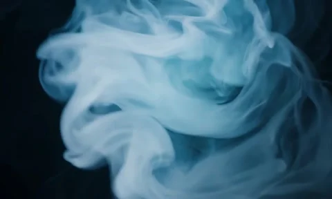Smoke. Cloud of cold fog in blue light spot on black background Stock Footage 302286740