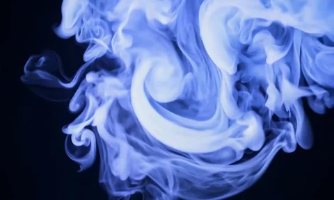 Smoke. Cloud of cold fog in blue light spot on black background Stock Footage 302287022
